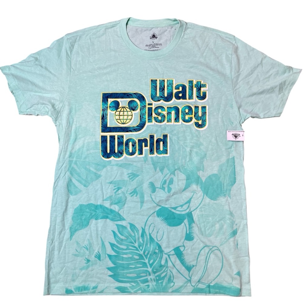 Disney World Mickey Mouse Tropical Palm Mens L T-shirt Short Sleeve Green NWT